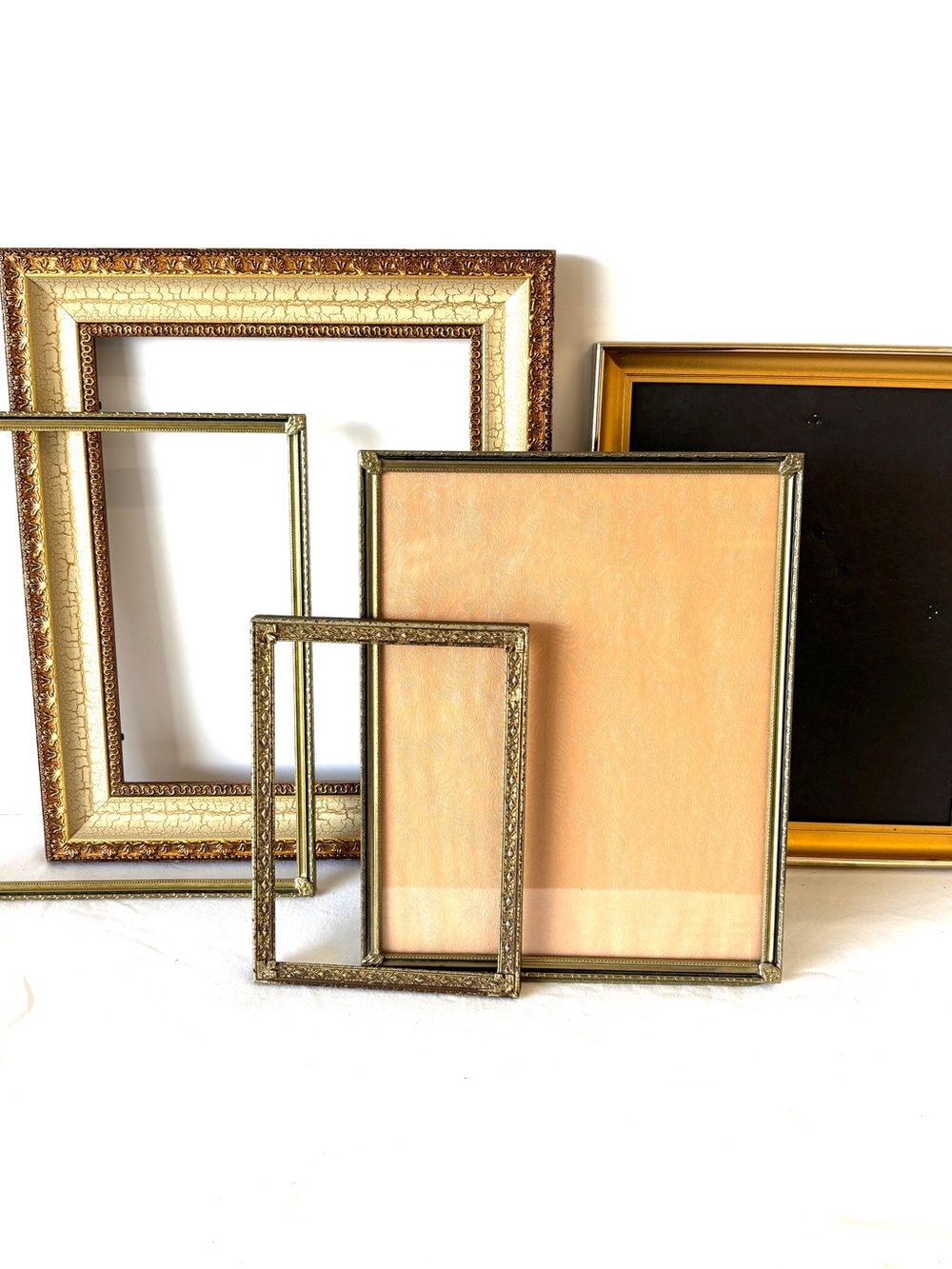 5 lot gold picture photo frames with ornate detailing